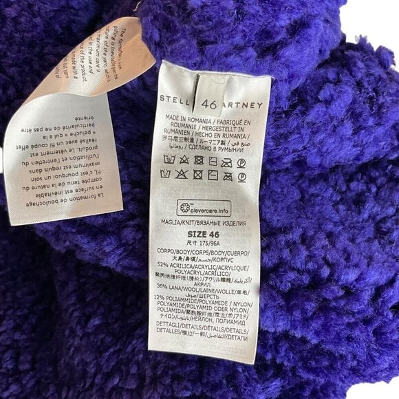 Stella McCartney Furry Textured Knit Crop Jumper EUR Size 46 XL Purple Sweater - Picture 11 of 13